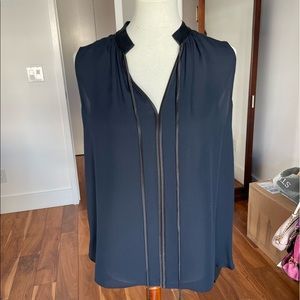 Ellie Tahari silk two tone black and navy tank